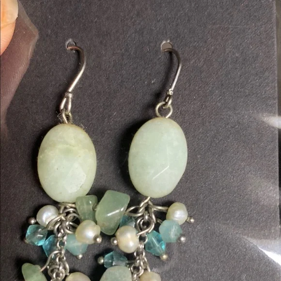 Elegant Sea-glass & Pearl Dangle Earrings - Picture 4 of 5